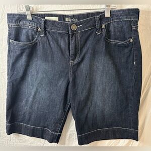 Kut from the Kloth Natalie Bermuda Denim Shorts Size 16 Dark Wash Mid Rise